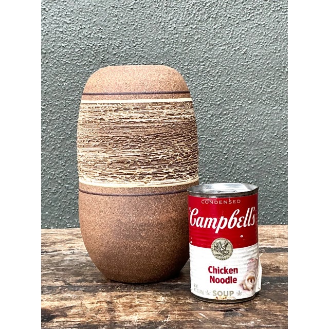 Ceramic Vintage Textured Studio Pottery Vase For Sale - Image 7 of 12