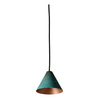 Hans-Agne Jakobsson Verdigris Patinated 'Mini-Tratten' Outdoor Pendant For Sale