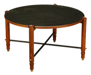 Jules Leleu Documented Coffee Table in Mahogany and Brass, France, c 1957