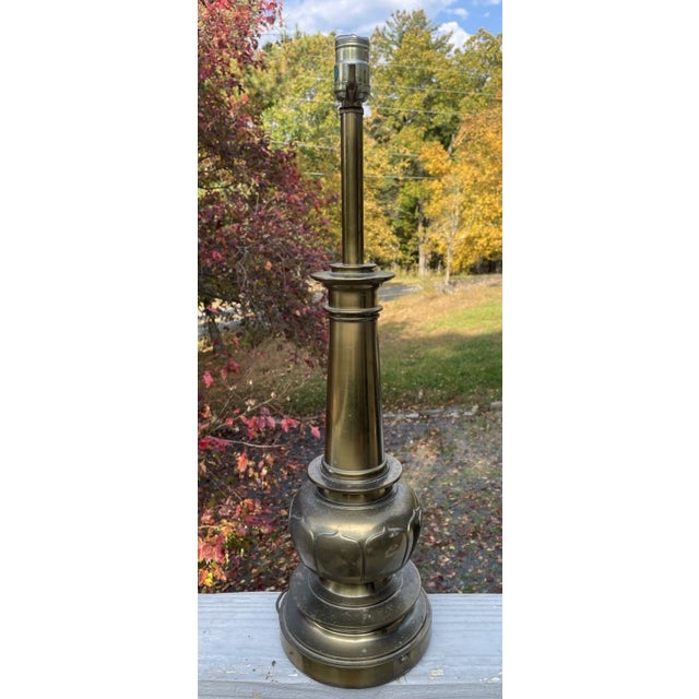 Vintage Mid-Century Modern Stiffel 'Lotus' Banquet Table Lamp Brass Lighting For Sale - Image 13 of 18