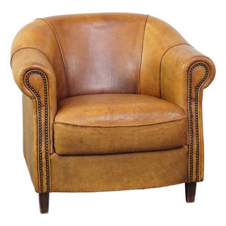 Vintage Sheep Leather Club Chair For Sale