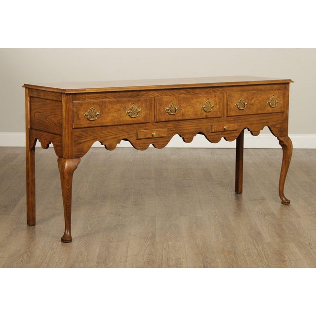 Queen Anne Baker Queen Traditional Oak And Walnut Sideboard Buffet For Sale - Image 3 of 12