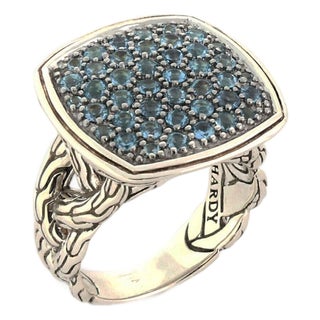 Mid 20th Century John Hardy Classic Chain Blue Topaz Sterling Silver Ring - Size 7 For Sale