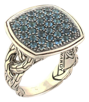 Mid 20th Century John Hardy Classic Chain Blue Topaz Sterling Silver Ring - Size 7