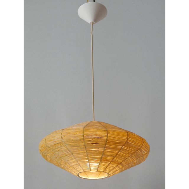 Beige Mid-Century Modern Raffia Bast Pendant Lamp or Hanging Light, Germany, 1970s For Sale - Image 8 of 18
