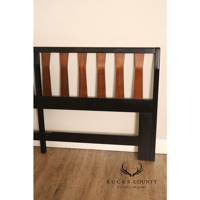 Mid-Century Modern Mid Century Modern King Size Headboard with Ebony Frame and Walnut Bentwood Slats For Sale - Image 3 of 18