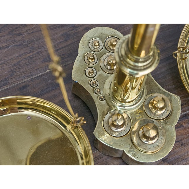 Large 19th Century English Brass Scale With Weights and Bull Finial For Sale - Image 15 of 16