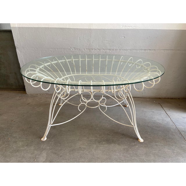 Mid-Century Modern Italian Painted Iron Garden Table with Oval Glass Top, 1960s For Sale - Image 14 of 14