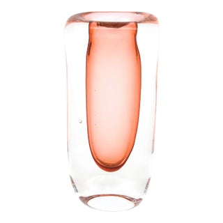 Vintage Glass Momentum Blob Sommerso Vase Clear, Peach SIgned For Sale