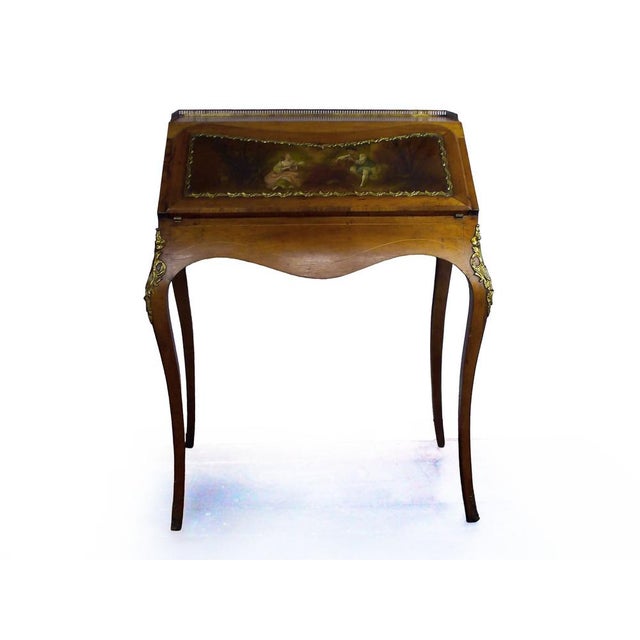 Antique Edwardian French Secretaire with Hand Painted Facade by Henri Martin, 1890s For Sale - Image 4 of 11