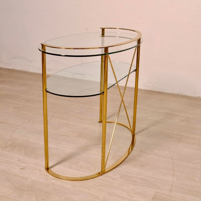 Vintage Italian Brass and Glass Console Table, 1970s For Sale - Image 17 of 18