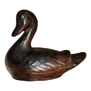 Early 1900s Hand Made Antique Leather Duck Decoy With Hand Cut Glass Eyes