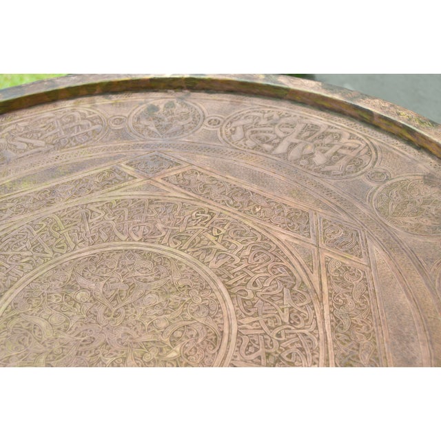 Late 19th Century Handmade Moorish Astral-Patterned Copper Tray For Sale - Image 11 of 12