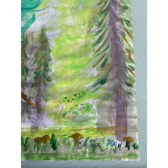 Abstract Contemporary Abstract Small Painting Magic Forrest by Elia For Sale - Image 3 of 5