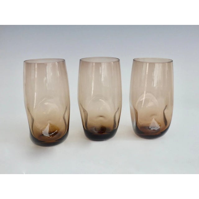 Pinched Base Smoked Cocktail Glasses or Water Tumblers - Set of 8 For Sale - Image 9 of 10