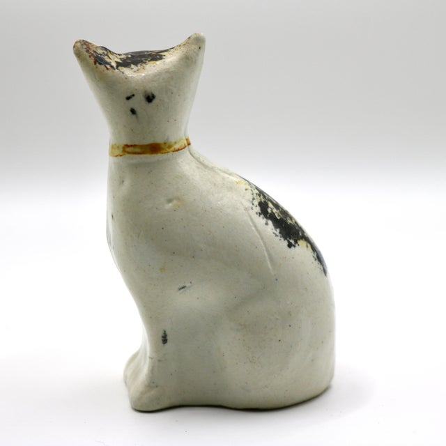 English Antique 19th-Century English Staffordshire Spongeware Cat Figurine For Sale - Image 3 of 13