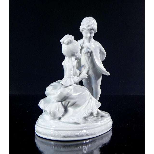 Porcelain Young Couple Sculpture from Capodimonte For Sale - Image 3 of 16