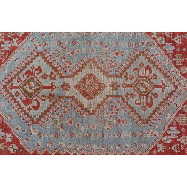Antique Persian Shiraz Rug With Center Medallions and Sub Geometric Design For Sale In Atlanta - Image 6 of 11