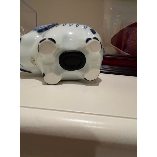 1990s Vintage Exotic Blue and White Ceramic Elephant Piggy Bank For Sale - Image 5 of 7