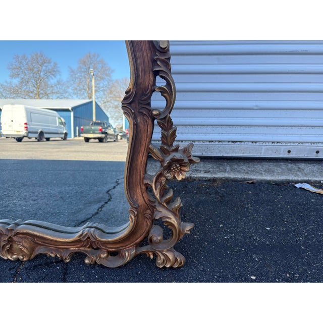 Mid 20th Century Large Rococo Bronze Gilt Wall Mirror For Sale In Philadelphia - Image 6 of 8