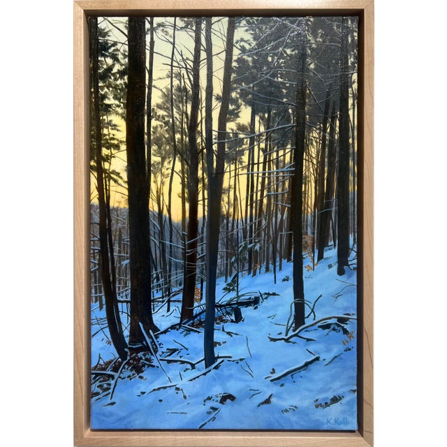 Kathleen Kolb Winter Woods, 2025 oil on linen, in handcrafted hardwood float frame 22 x 14" 23.5 x 15.5" Framed size...