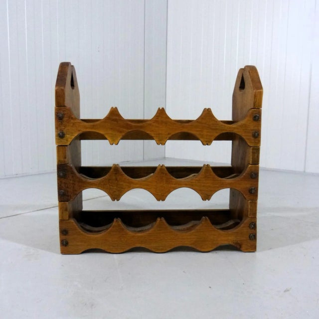 Brutalist Oak Wine Rack, 1970s For Sale - Image 9 of 10