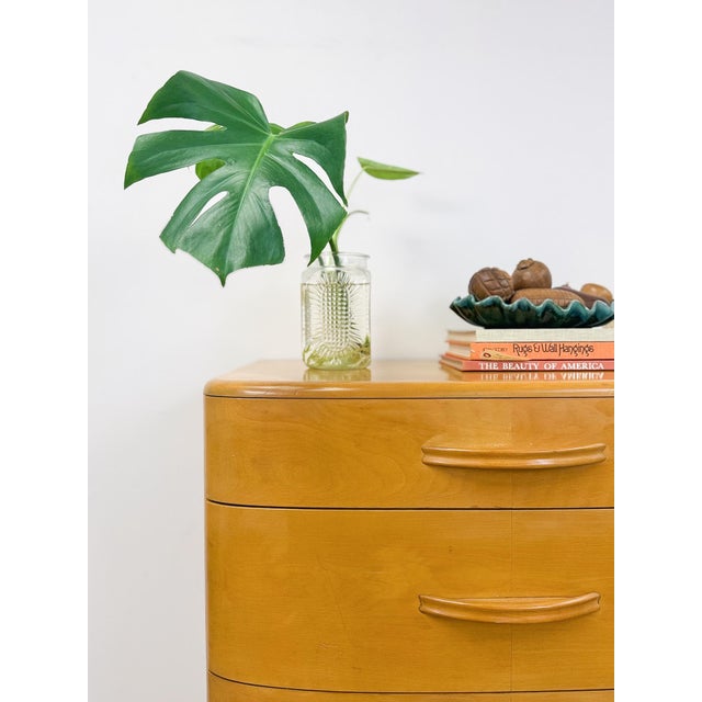 Heywood Wakefield MCM Tallboy 5-Drawer Dresser Pre-Wwii Vintage 32" Wide For Sale - Image 15 of 18