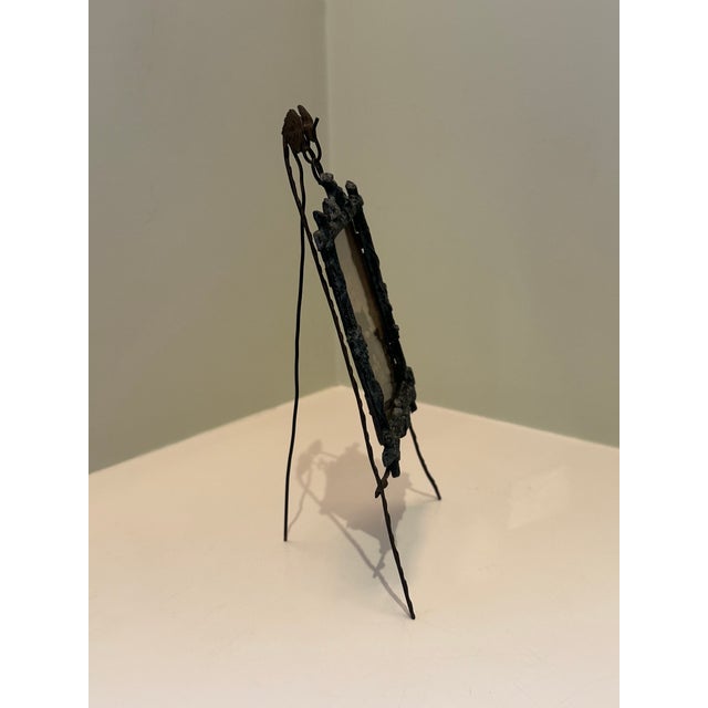 Antique Art Nouveau Victorian Edwardian Cast Metal Child's Photo Frame on Gilt Wire Easel For Sale - Image 12 of 12