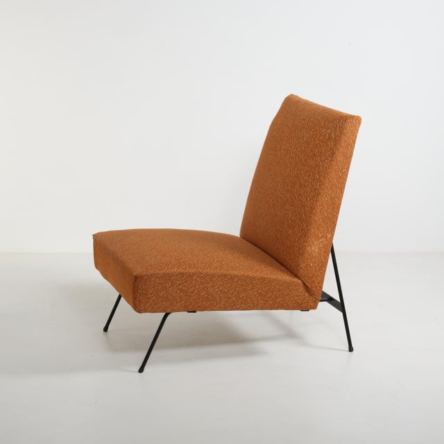 Vintage Italian Lounge Chair with Original Upholstery and Black-Lacquered Metal by Mario Franchioni, 1950s For Sale - Image 6 of 10