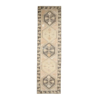 1970s Vintage Turkish Hand-Knotted Wool Cotton Orange Runner Rug For Sale