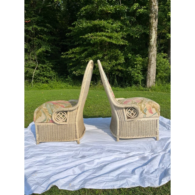 Victorian Italian Wicker Upholstered Chairs a Pair For Sale - Image 3 of 8