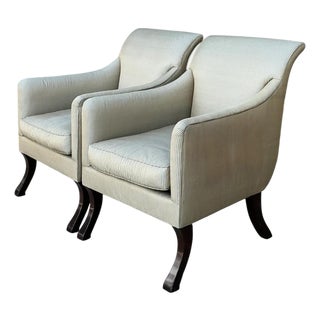 Vintage Rose Tarlow Melrose House “Sabre Leg” Lounge Chairs - A Pair For Sale