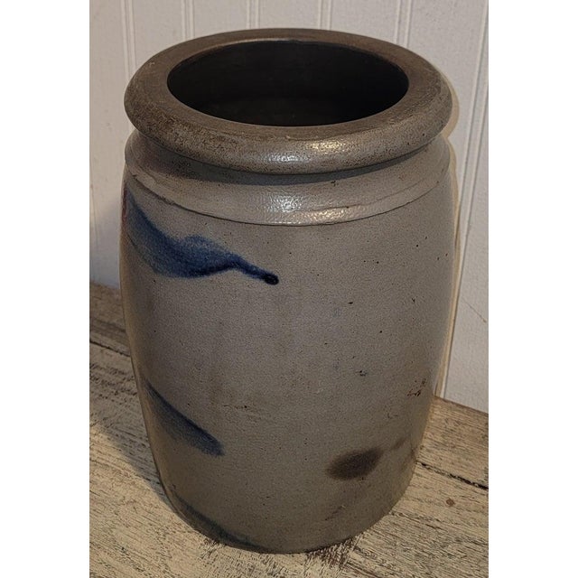 Folk Art 19thc Striped Crock Jar For Sale - Image 3 of 5