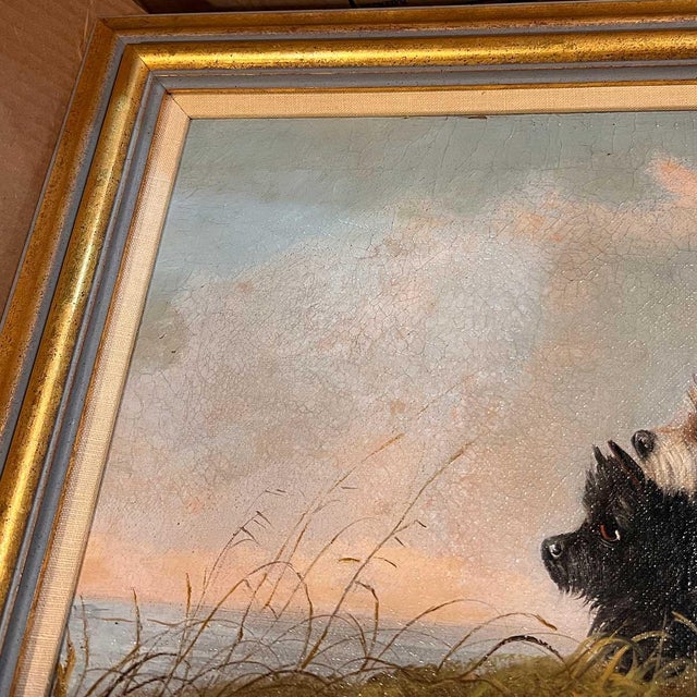 William W. Warren Oil Painting on Canvas, Terrier Dogs on a Sandy Dune For Sale - Image 13 of 13