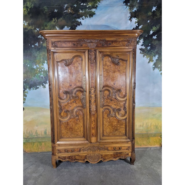 Walnut and Elm Bresse Wardrobe For Sale - Image 12 of 12