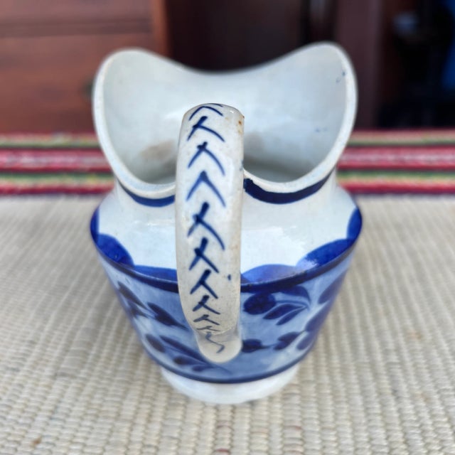 Antique Staffordshire Leeds Pearlware Blue Decorated Creamer, 1820’s For Sale - Image 4 of 12