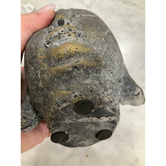 Gray Mid-20th Century Asian Art Cast Concrete Like Buddha Head Tabletop Statue With Wabi-Sabi Patina For Sale - Image 8 of 8