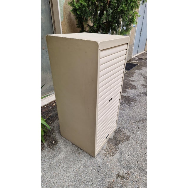 White Iron Storage Cabinet with Shutter, 1950s, in Very Good conditions. Designed 1950 to 1959