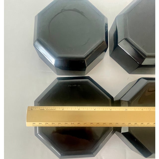 1980s Postmodern 1980's Black Glass Arcoroc France Octime Cereal Bowls- Set of 4 For Sale - Image 5 of 6