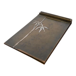 Heintz Arts & Crafts Sterling Silver on Bronze Notepad Holder With Pen Rest For Sale