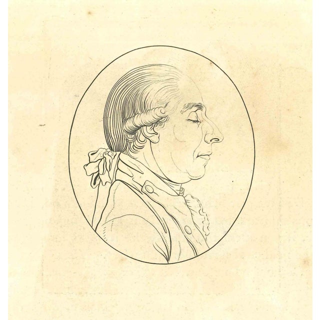 Portrait is an original artwork realized by Thomas Holloway (1748 - 1827). Original Etching from J.C. Lavater's "Essays on...