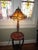 This is a Gorgeous! Vintage Huge Art Nouveau Tiffany Style Hand Crafted Stain Glass Lamp with a Ornate Very Heavy Metal...