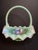 Fenton Art Glass Company Vintage Fenton Green Opalescent Carnival Hobnail Glass Basket Ruffled Iridescent 10" For Sale - Image 4 of 16