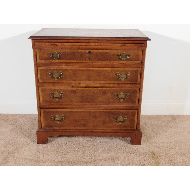 BAKER Furniture Burled Walnut w Inlay 4 Drawer Chest with Pullout Drink Slide BAKER Furniture Burled Walnut w Inlay 4...