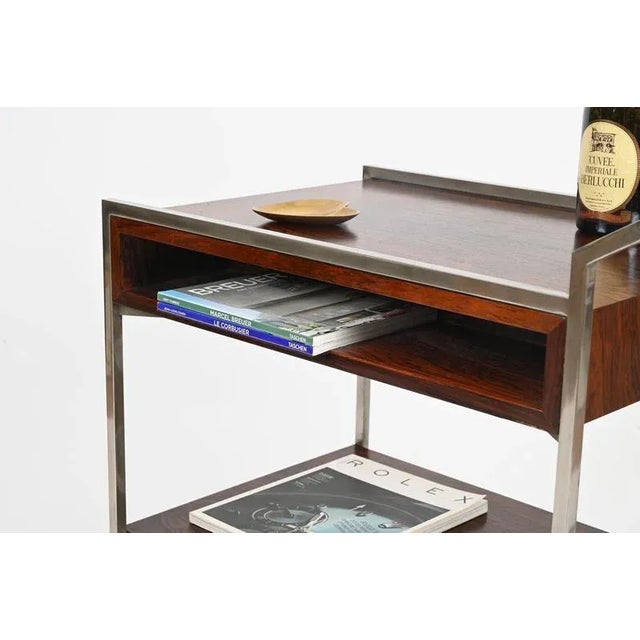 Gold Italian Rosewood and Chrome Serving Bar Cart with Drawers by George Coslin, 1950s For Sale - Image 8 of 17