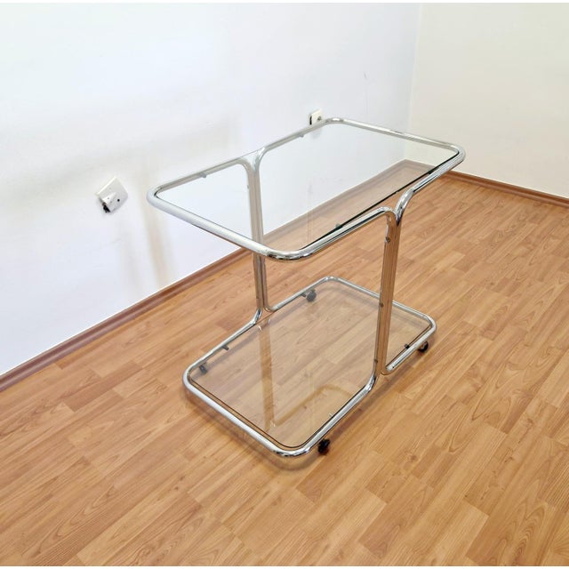 Mid-Century Modern Chrome and Glass Bar Cart, Italy, 1960s For Sale - Image 12 of 14