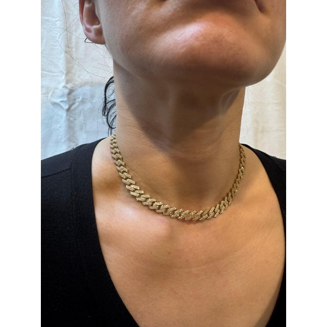 3.5Ct Pave Diamond Necklace 28.4 GM, 14 Karat Gold Necklace , UNISEX For Sale - Image 14 of 18