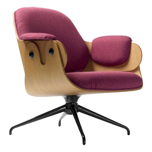 Oak and Fuchsia Upholstery Low Lounge Chair by Jaime Hayon For Sale