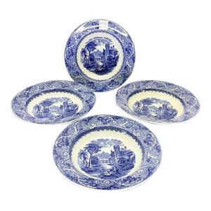 Early 1900s Blue and White Bowls by Cauldon, 'Moore' Motif- Set of 4