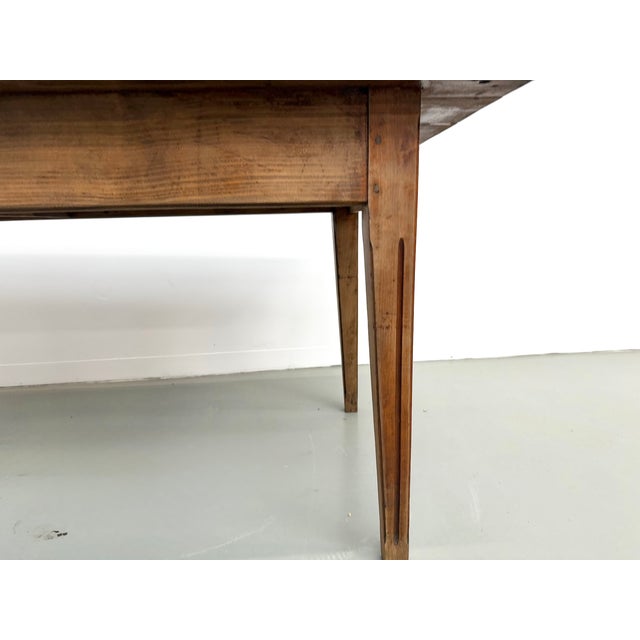 1950s Pine Farmhouse Table with Drawers and Fluted Legs, France, 1950s For Sale - Image 5 of 18